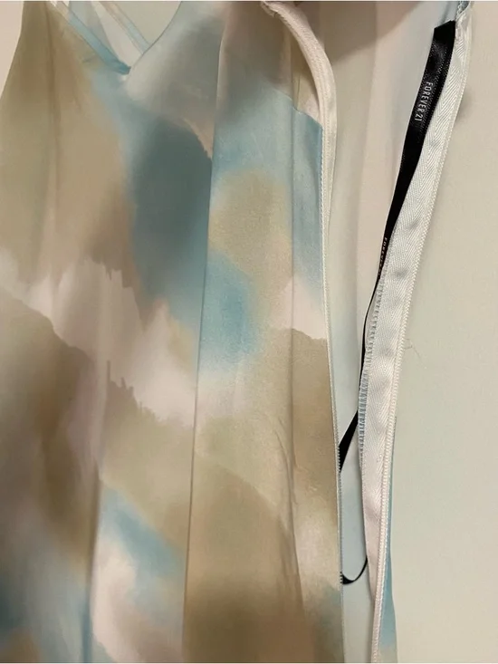 Forever 21 Slip Satin Maxi Dress Fairy Mermaid Blue Coastal Ethereal Womens M - Picture 4 of 5